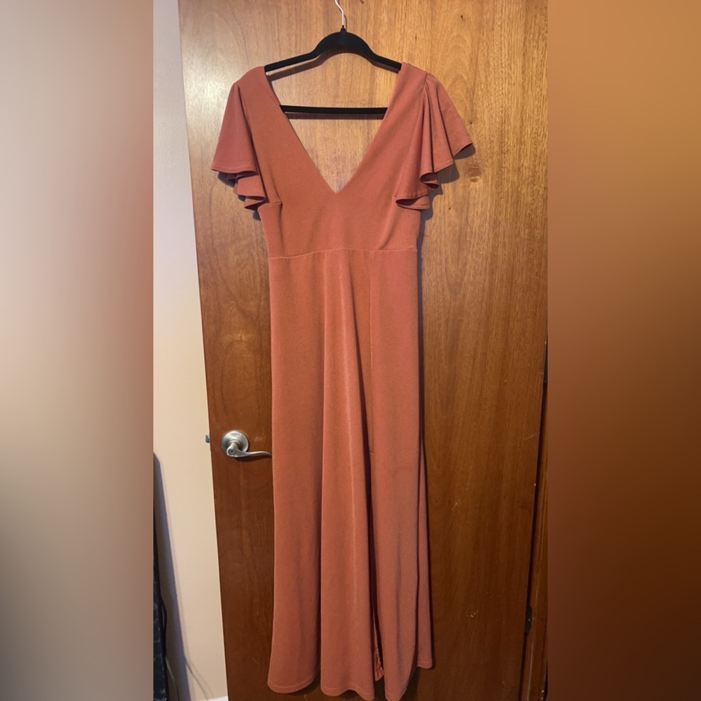 Birds Grey terracotta bridesmaid dress or formal dress.